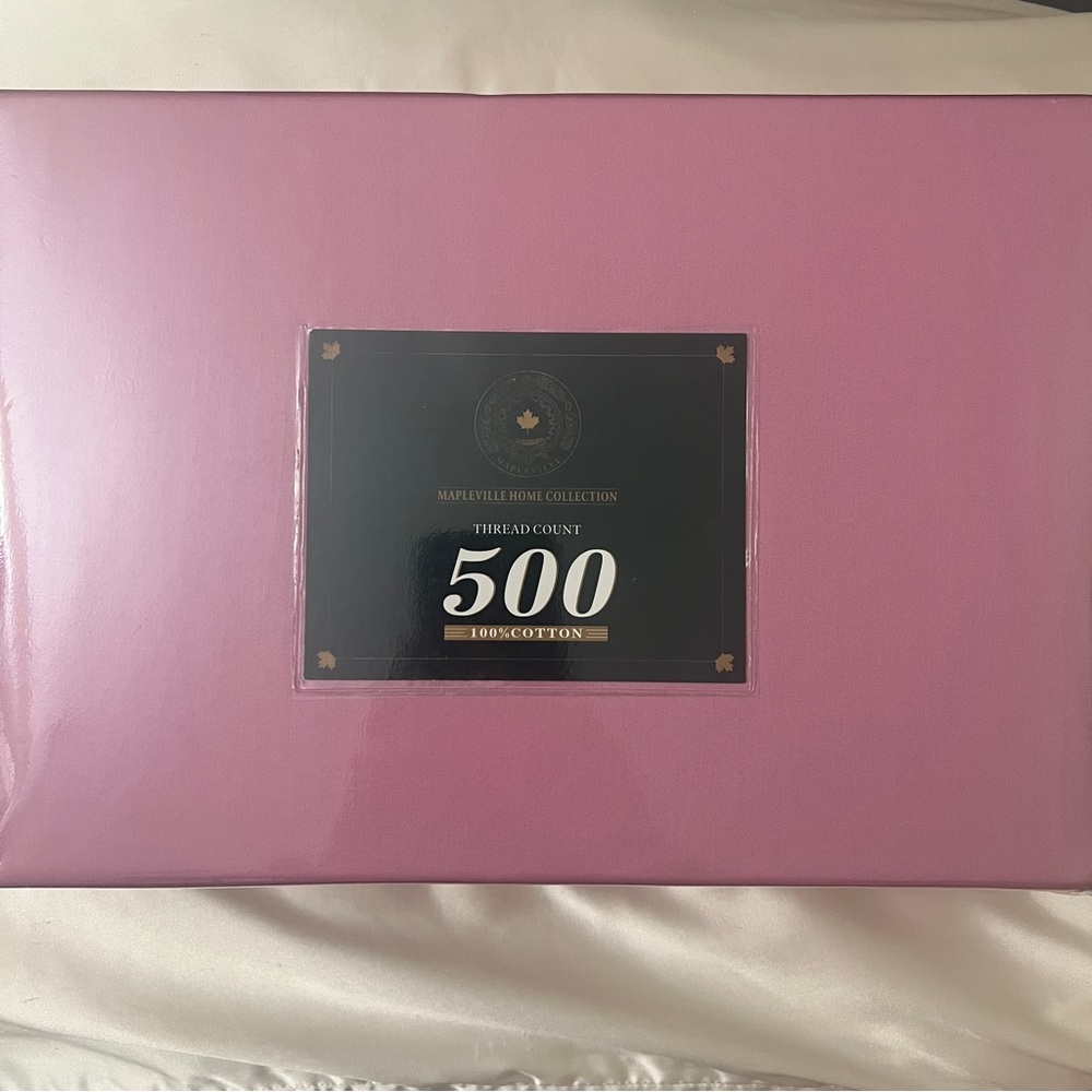 BNIP New Mapleville 500TC 100% Cotton Double/Full Bedding Sheet Set Mauve Pink